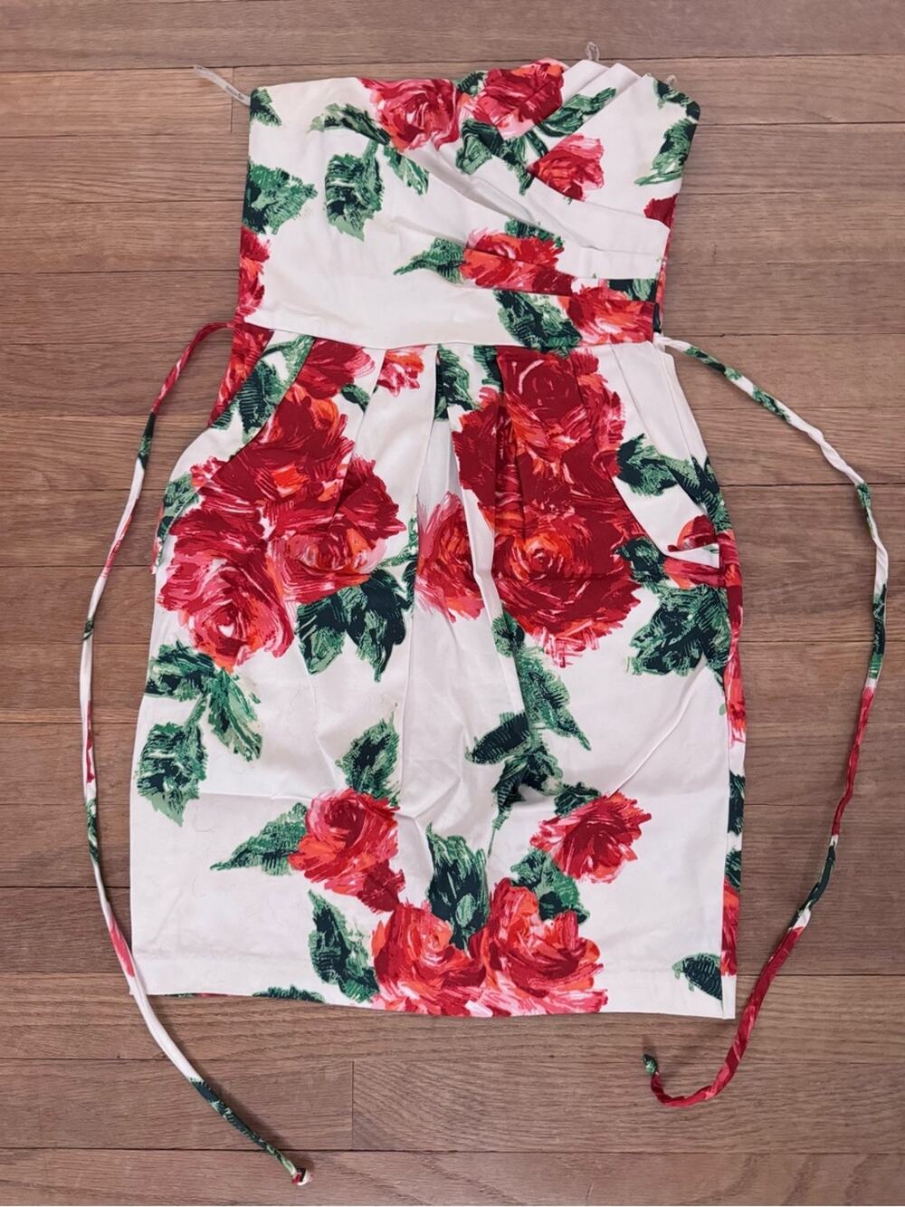 Teeze Me Juniors Women's Red White Floral Strapless Mini Dress - Size 5
b21